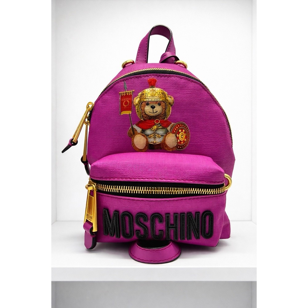 Moschino Couture Teddy Bear Mini Backpack Pink Bag Italy Certilogo